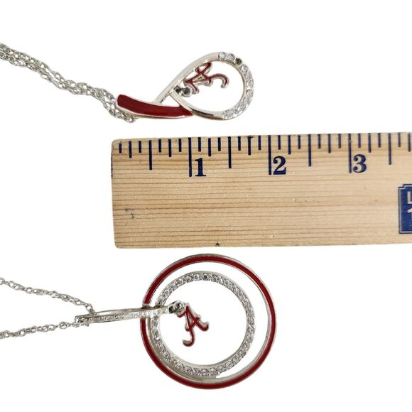 ALABAMA CRIMSON TIDE CHAIN PENDANT NECKLACE JEWLERY SET SILVER RED A ROLL TIDE - Picture 3 of 4